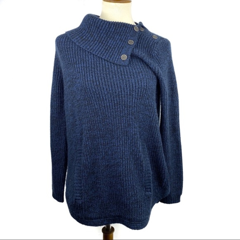 Style & Co. Button Neck Blue Knit Sweater